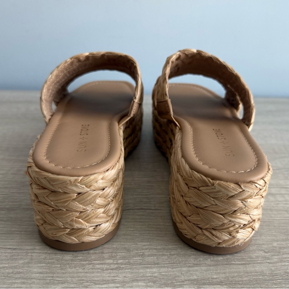 Sun + Stone Women's Olinkaa Woven Slide Espadrille Wedge Sandals Size 7 - Picture 6 of 9